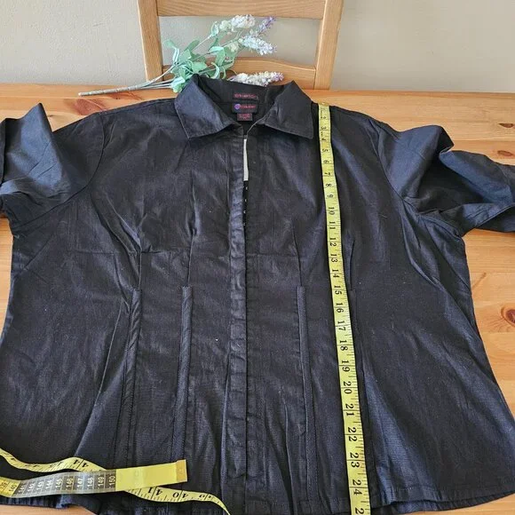 American Flirt - Women's Basic T-Shirts 3-/4 Sleeve Size 2X Black - Picture 3 of 8